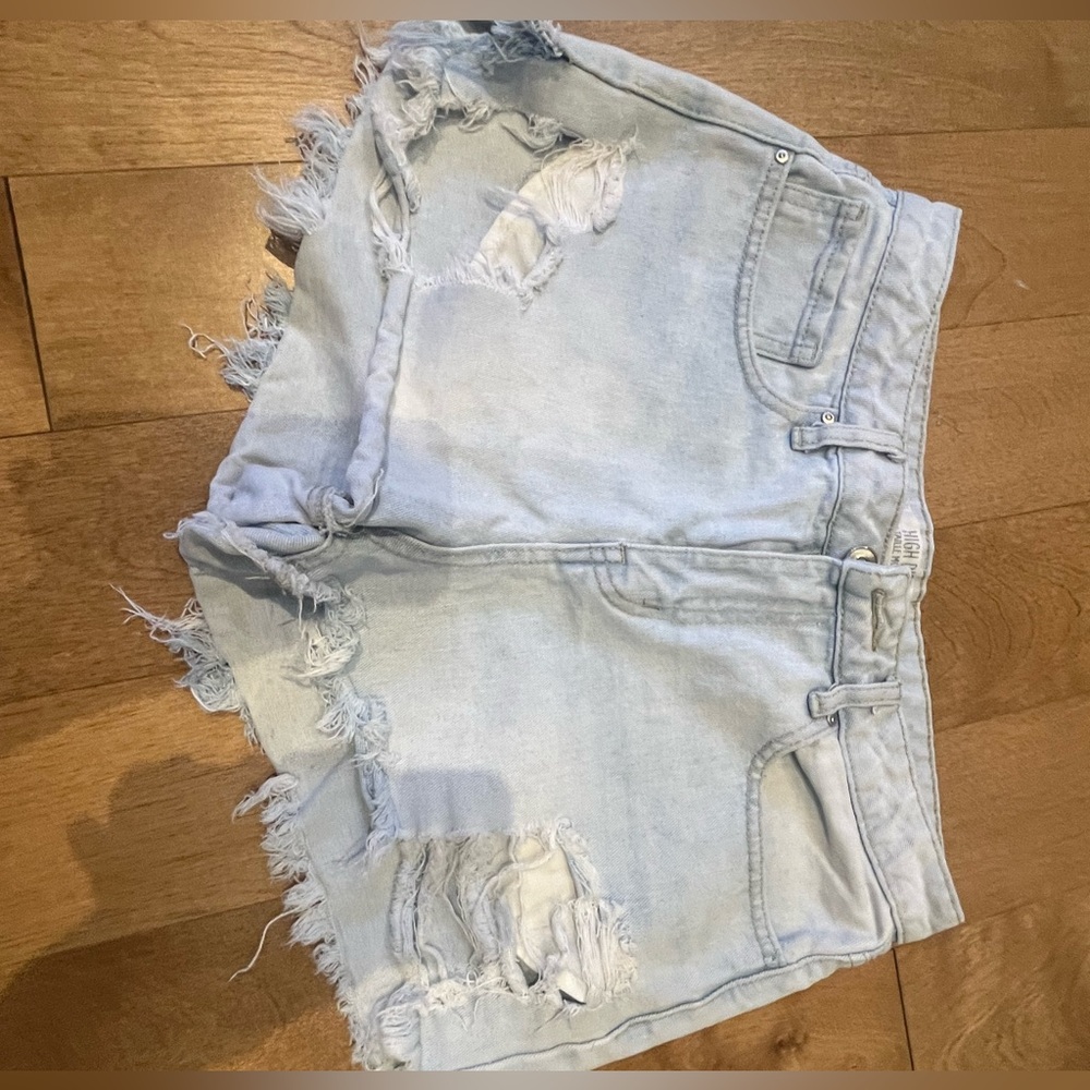 High rise distressed Jean shorts